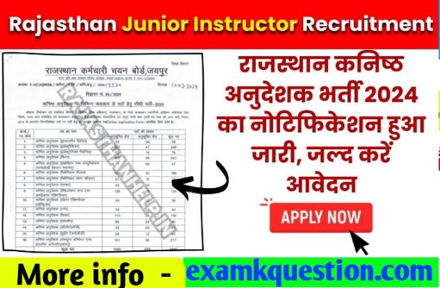 Rajasthan Junior Instructor Recruitment 2024